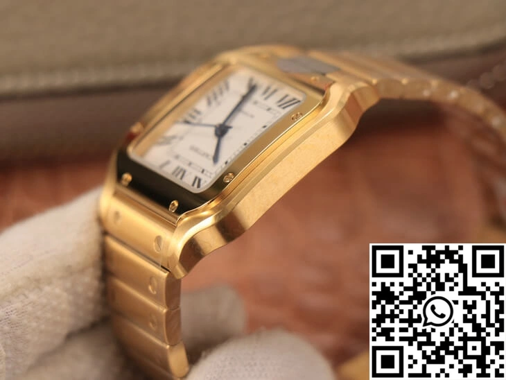 Cartier De Santos WSSA0010 BV Factory 18K Gold White Dial Supportive 1484