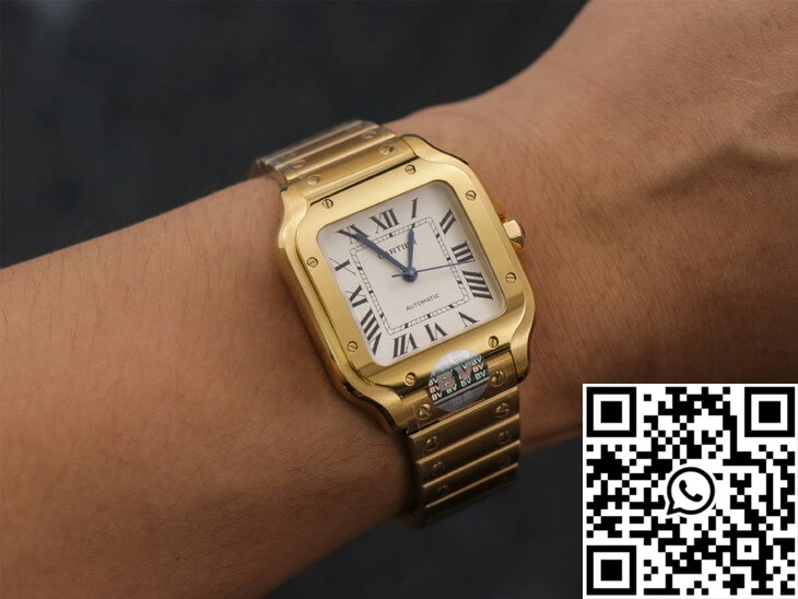 Cartier De Santos WSSA0010 BV Factory 18K Gold White Dial Supportive 1484