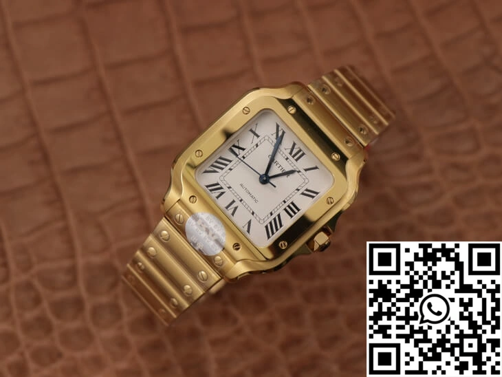 Cartier De Santos WSSA0010 BV Factory 18K Gold White Dial Supportive 1484
