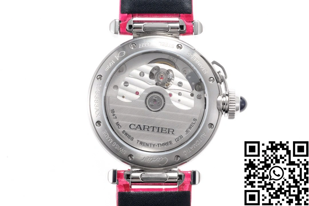 Cartier Pasha CRWGPA0018 AF Factory 30mm Silver Dial Red Leather Band Bold 1436