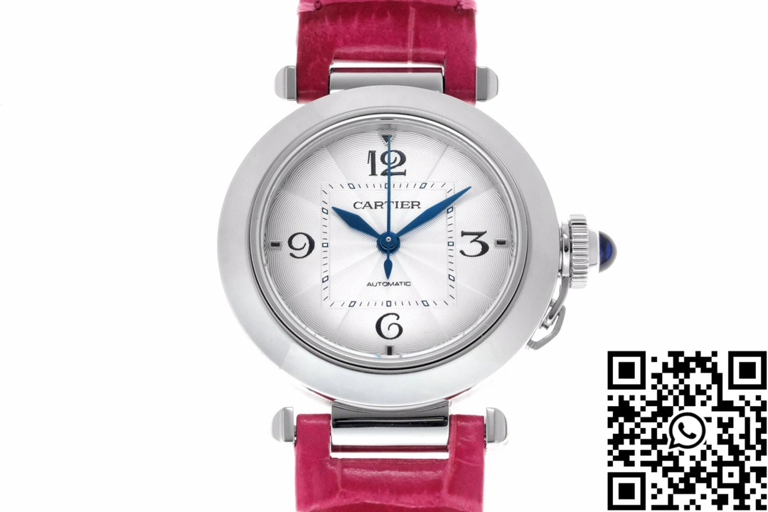 Cartier Pasha CRWGPA0018 AF Factory 30mm Silver Dial Red Leather Band Bold 1436