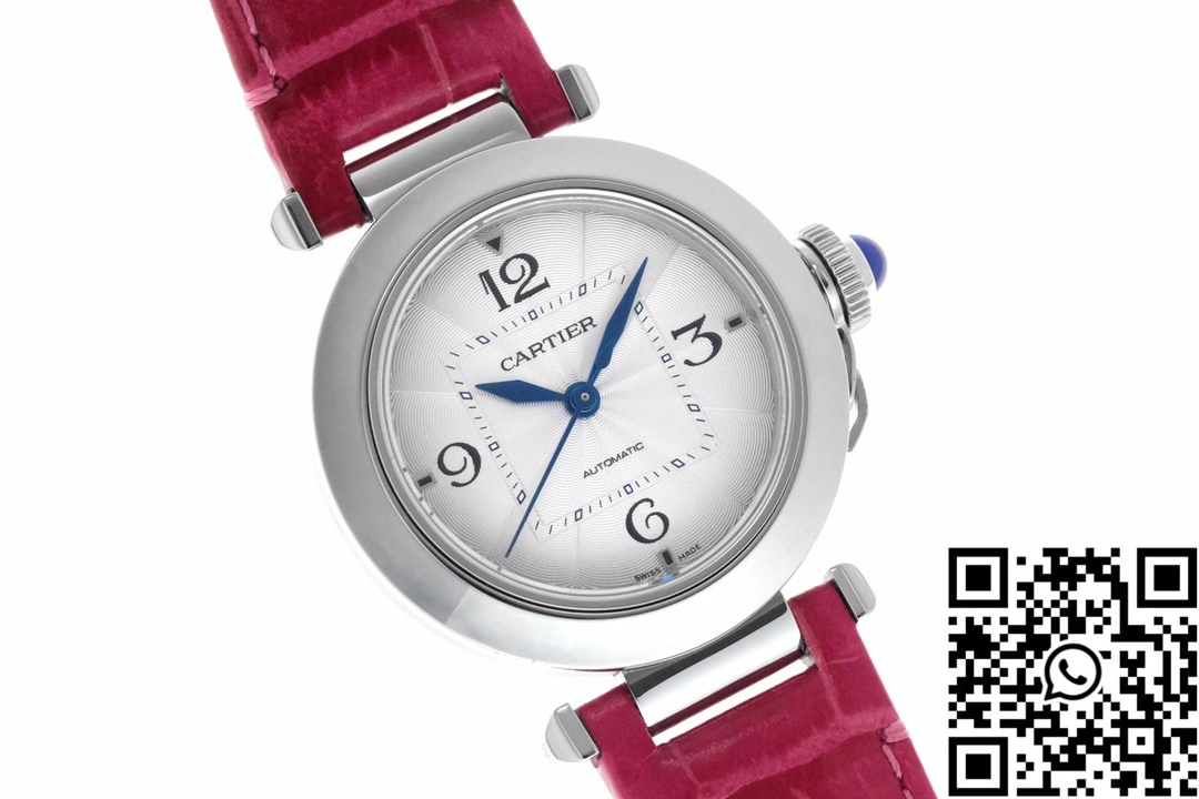Cartier Pasha CRWGPA0018 AF Factory 30mm Silver Dial Red Leather Band Bold 1436