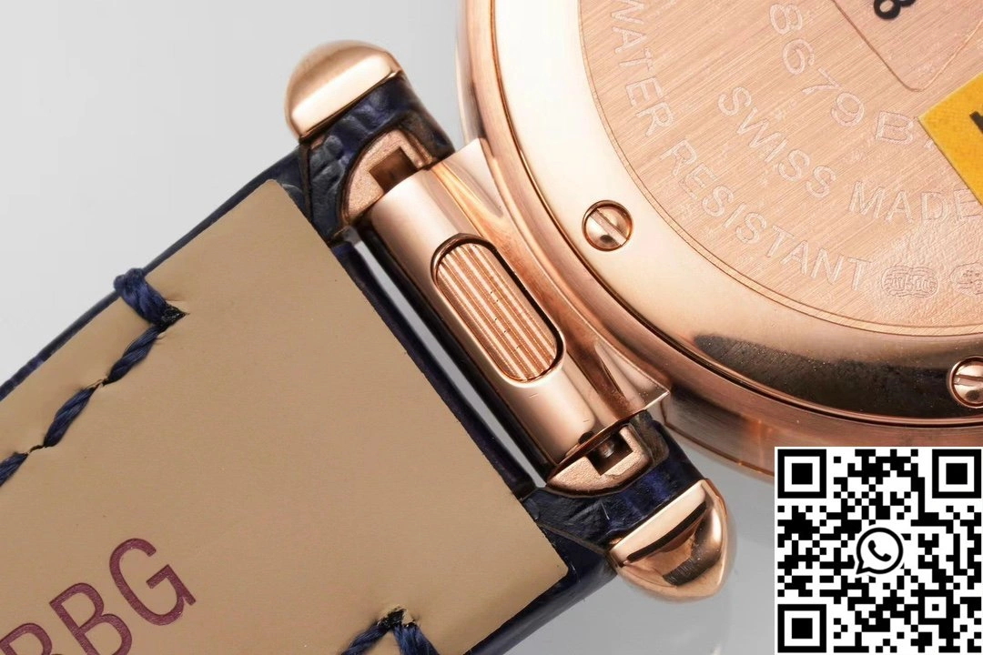 EasyCare Cartier Pasha WJPA0017 AF Factory 30mm Rose Gold White Dial Diamond Bezel Black Strap 1423