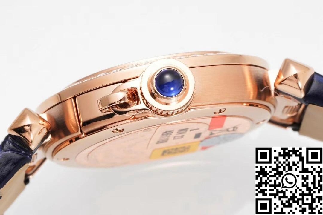 EasyCare Cartier Pasha WJPA0017 AF Factory 30mm Rose Gold White Dial Diamond Bezel Black Strap 1423