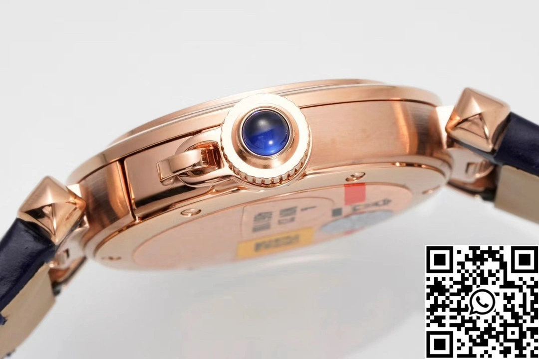 Cartier Pasha WJPA0017 AF Factory 30mm Rose Gold White Dial Diamond Bezel Blue Strap Functional 1428