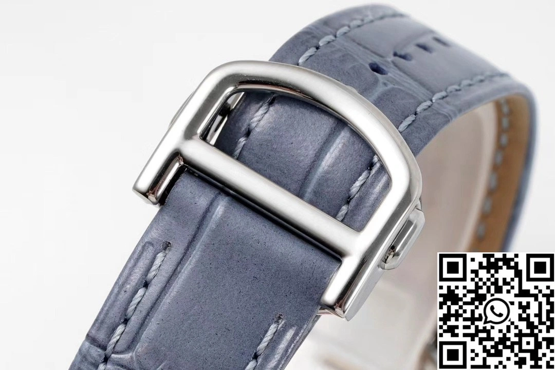 StreetReady Cartier Pasha WJPA0017 AF Factory 30mm Rose Gold White Dial Diamond Bezel Light Blue Strap 1430
