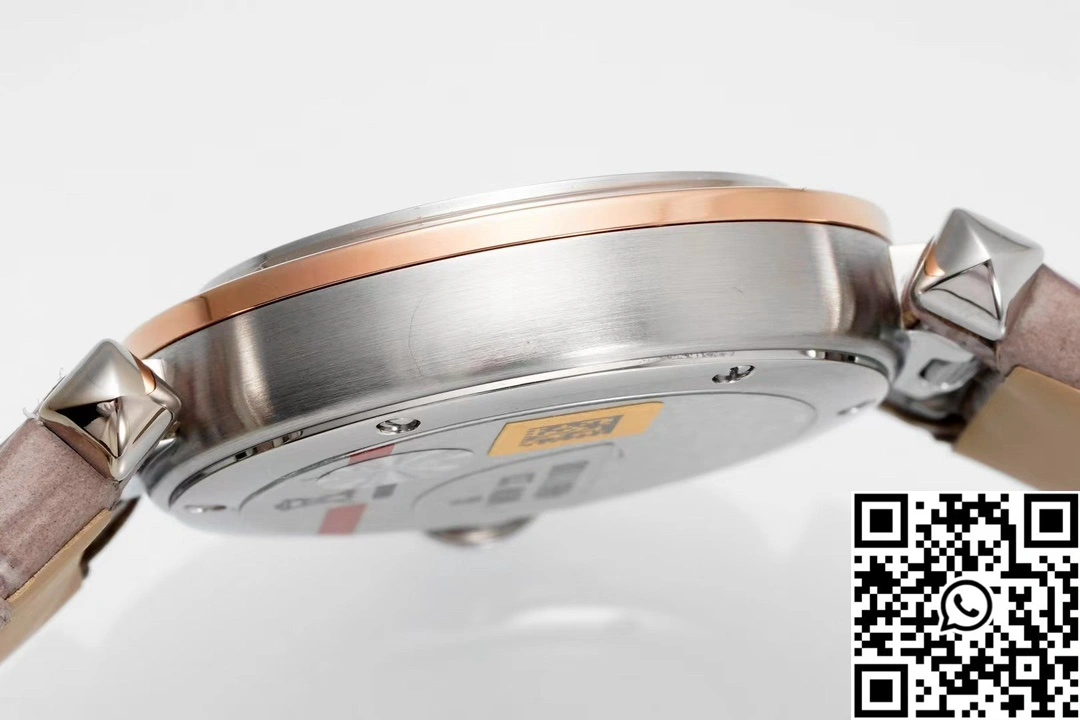 Comfortable Cartier Pasha WJPA0017 AF Factory 30mm Rose Gold White Dial Diamond Bezel Light Pink Strap 1425