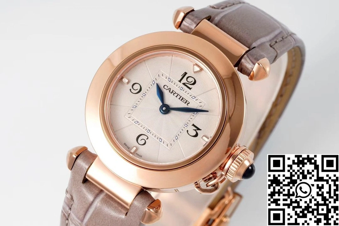 Cartier Pasha WJPA0017 AF Factory 30mm Rose Gold White Dial Diamond Bezel White Strap Contemporary 1434