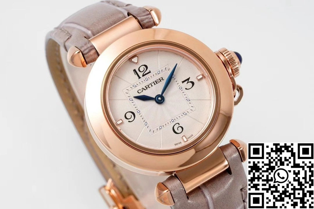 Cartier Pasha WJPA0017 AF Factory 30mm Rose Gold White Dial Diamond Bezel White Strap Contemporary 1434