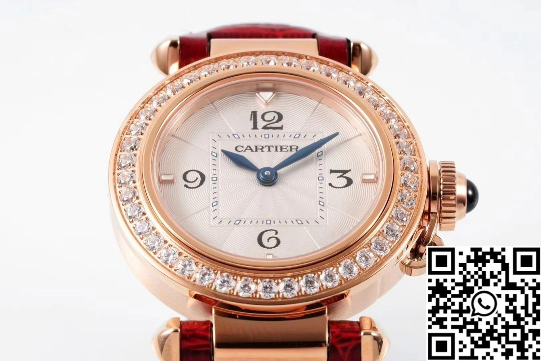 Soft Cartier Pasha WJPA0017 AF Factory 30mm Rose Gold White Dial Diamond Bezel 1440