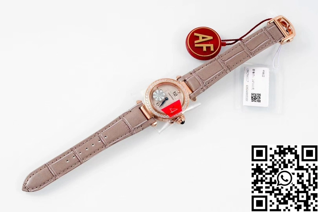 Soft Cartier Pasha WJPA0017 AF Factory 30mm Rose Gold White Dial Diamond Bezel 1440