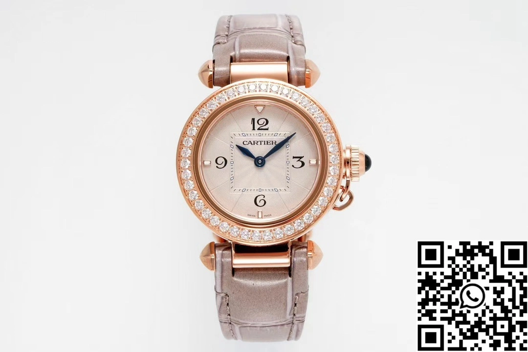 Soft Cartier Pasha WJPA0017 AF Factory 30mm Rose Gold White Dial Diamond Bezel 1440