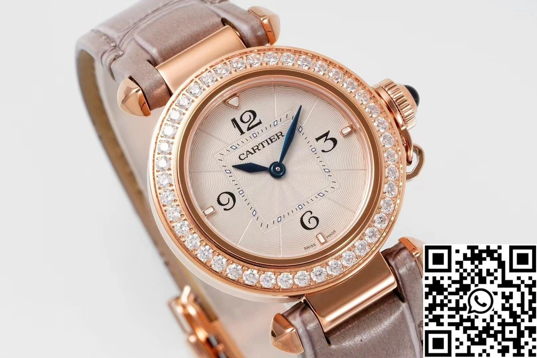 Soft Cartier Pasha WJPA0017 AF Factory 30mm Rose Gold White Dial Diamond Bezel 1440