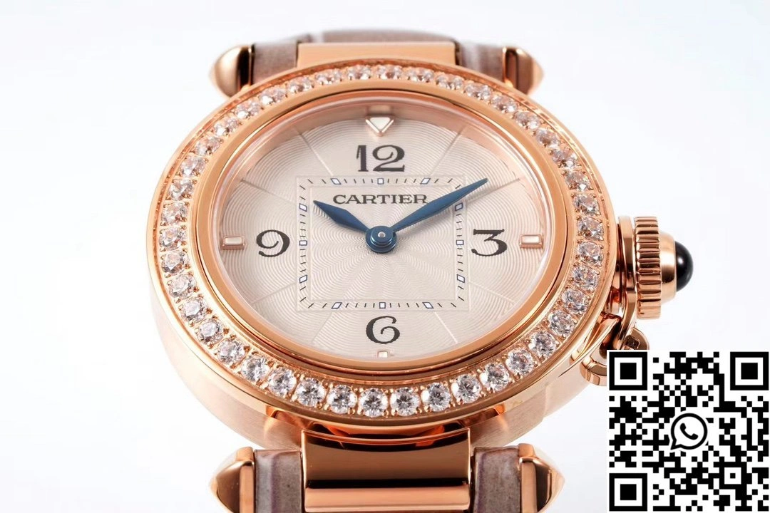 Soft Cartier Pasha WJPA0017 AF Factory 30mm Rose Gold White Dial Diamond Bezel 1440