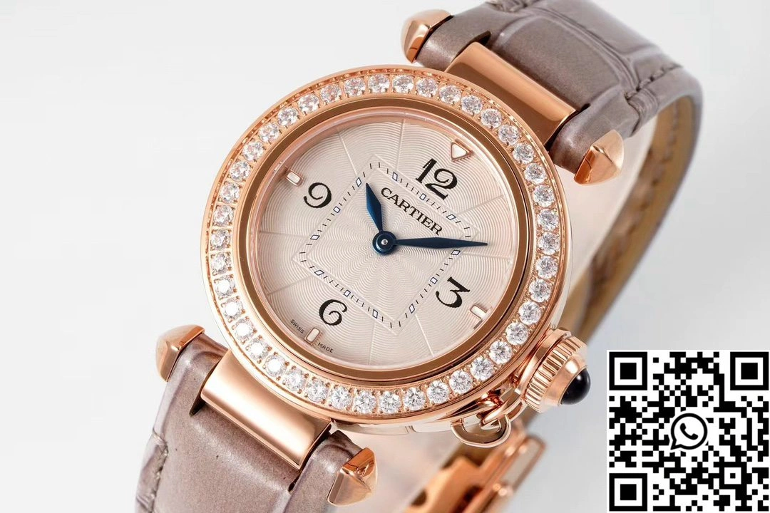 Soft Cartier Pasha WJPA0017 AF Factory 30mm Rose Gold White Dial Diamond Bezel 1440