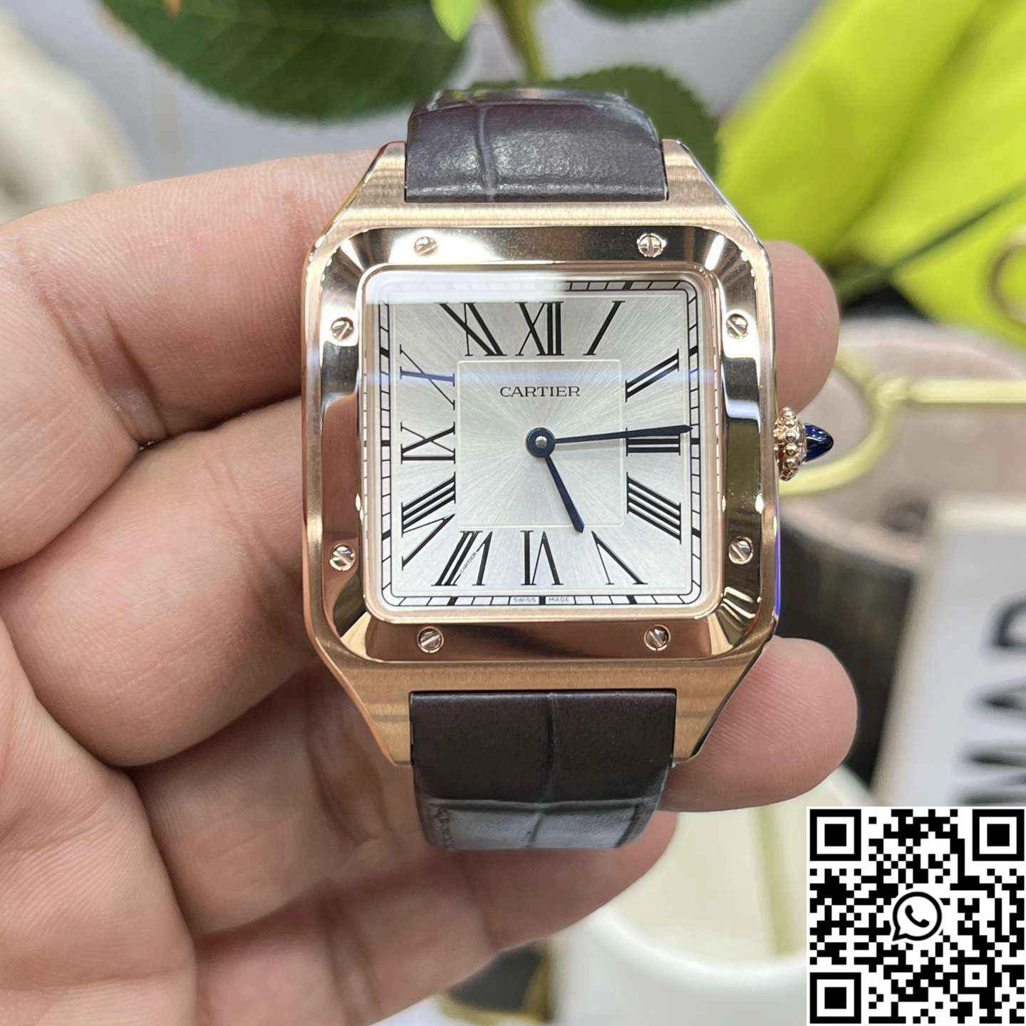 Cartier Santos Dumont CRWGSA0032 F1 Factory Rose Gold Silver Dial Contemporary 1456