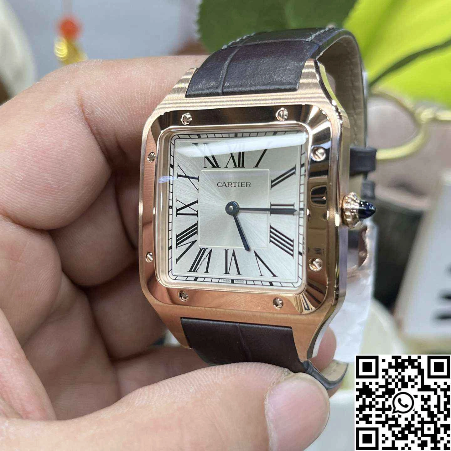 Cartier Santos Dumont CRWGSA0032 F1 Factory Rose Gold Silver Dial Contemporary 1456