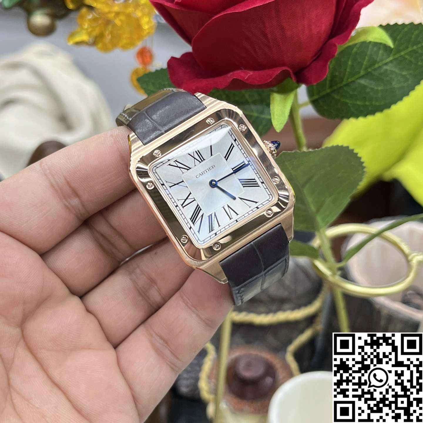 Cartier Santos Dumont CRWGSA0032 F1 Factory Rose Gold Silver Dial Contemporary 1456