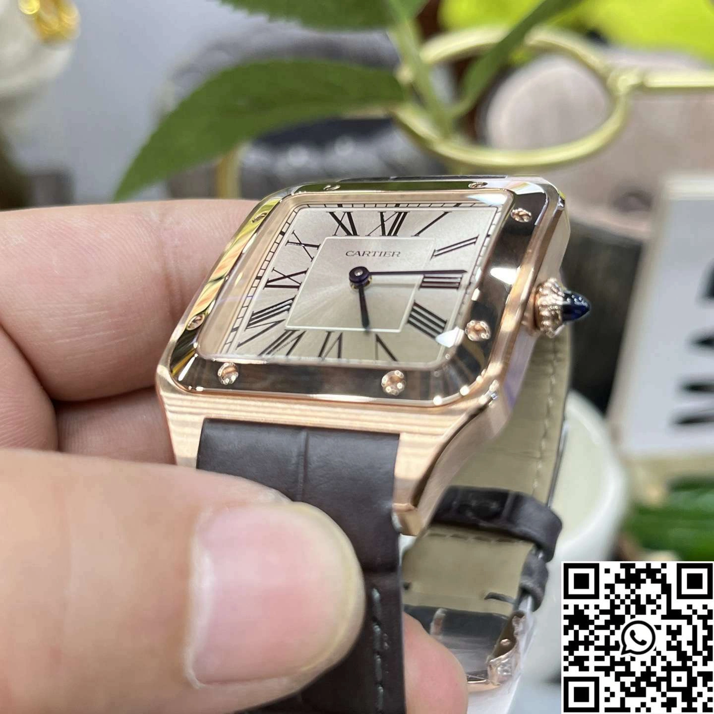 Cartier Santos Dumont CRWGSA0032 F1 Factory Rose Gold Silver Dial Contemporary 1456