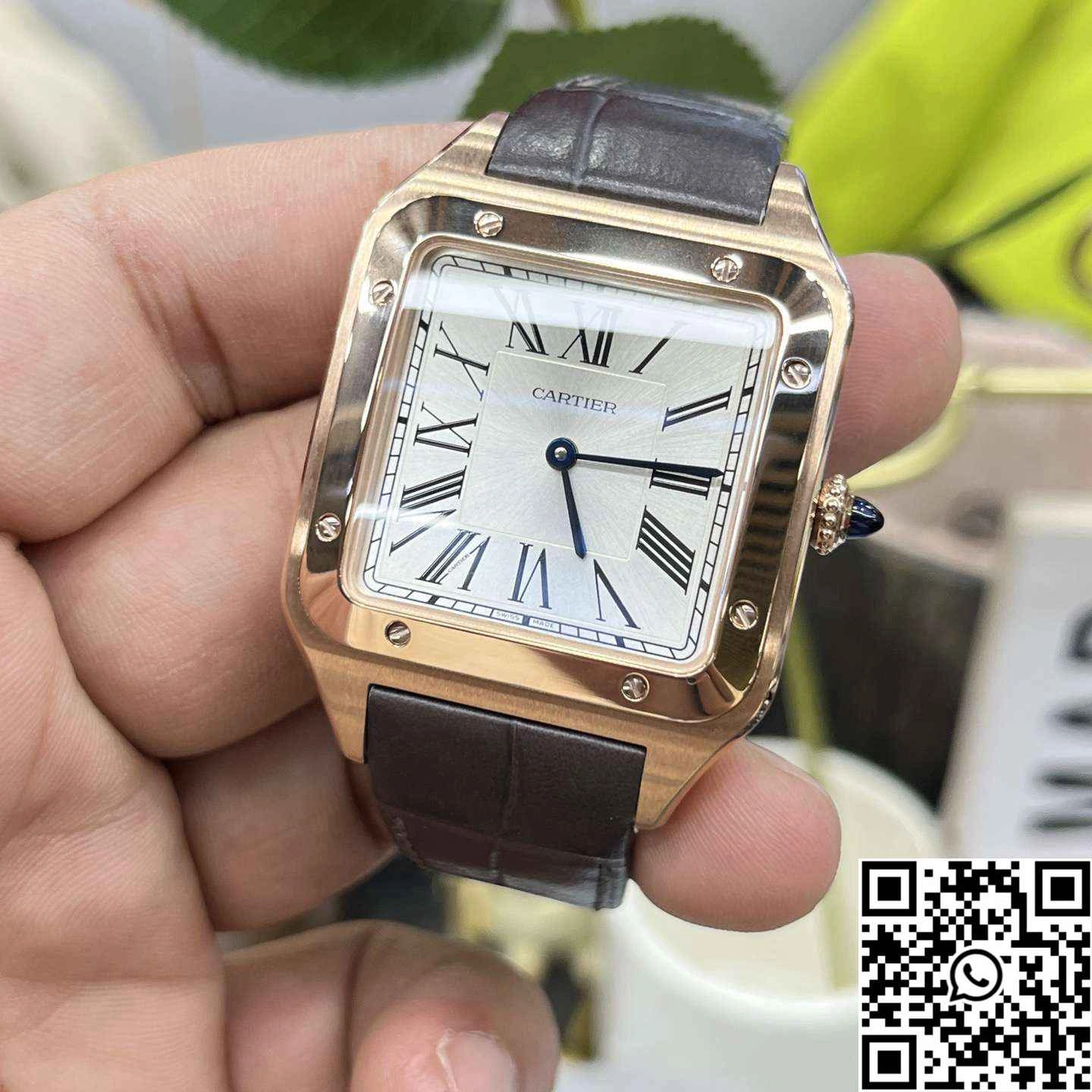 Cartier Santos Dumont CRWGSA0032 F1 Factory Rose Gold Silver Dial Contemporary 1456