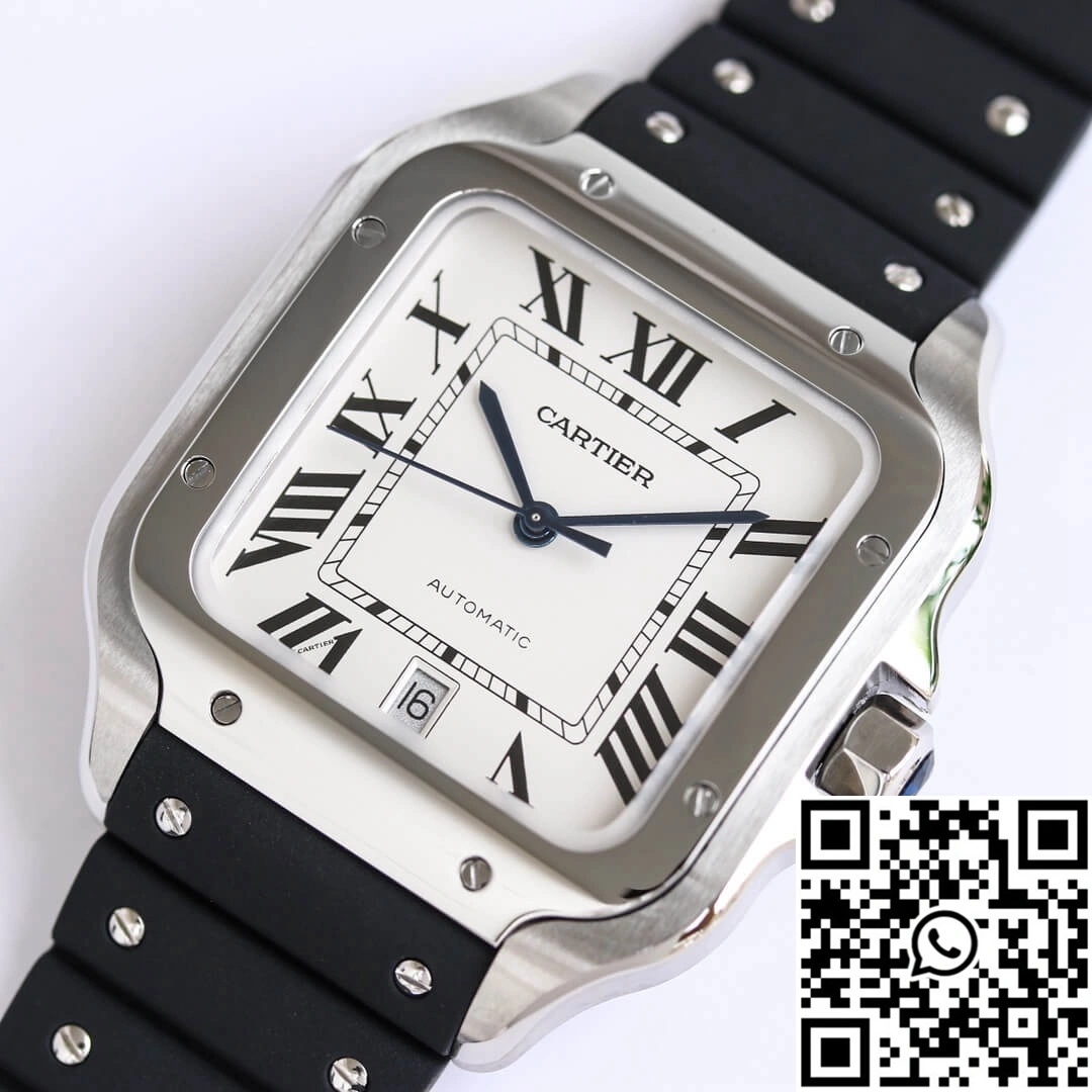 NewStyle Cartier Santos WSSA0018 GF Factory V2 Rubber Strap White Dial 1448