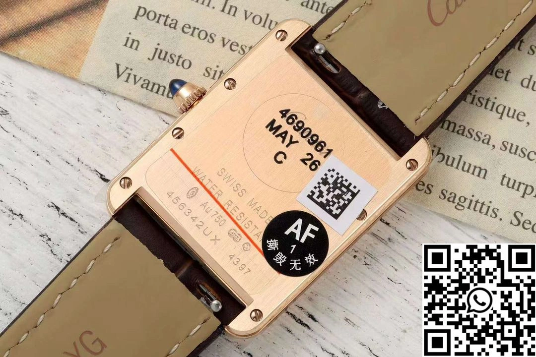 Cartier Tank CRWGTA0342 AF Factory 25.5mm Rose Gold White Dial Brown Band Sporty 1520