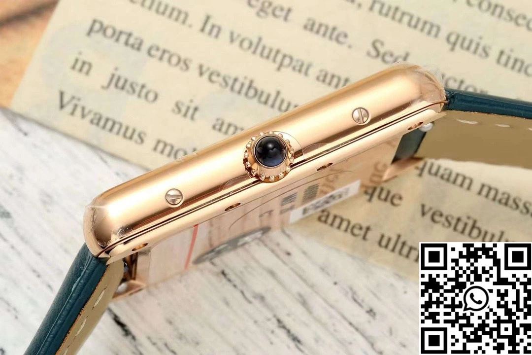 Cartier Tank CRWGTA0342 AF Factory 25.5mm Rose Gold White Dial Green Band BestValue 1511