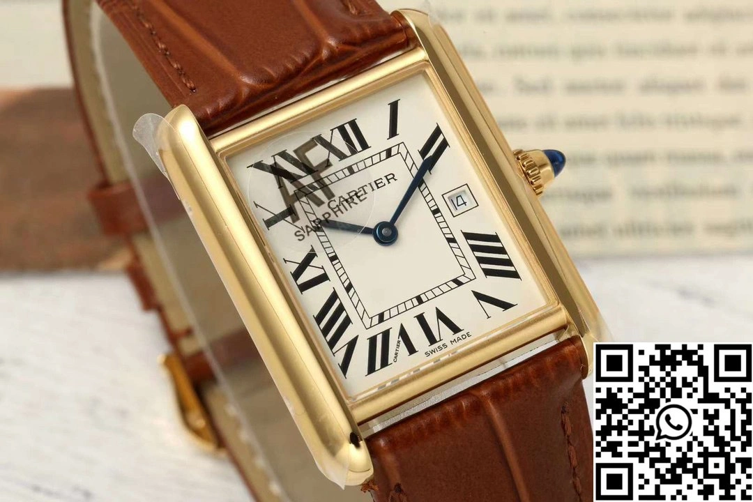 Cartier Tank CRWGTA0342 AF Factory 25.5mm Yellow Gold White Dial Casual 1513