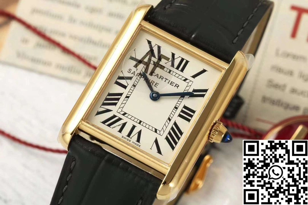 WaterResistant Cartier Tank CRWGTA0343 AF Factory 25.5mm Yellow Gold White Dial 1494