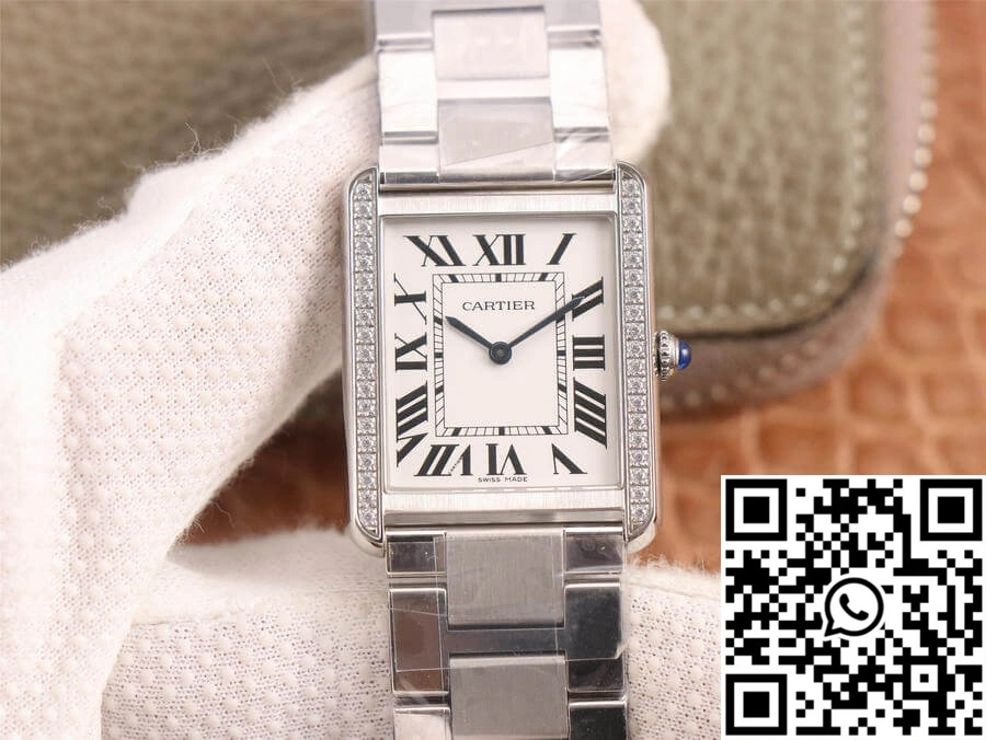 Bold Cartier Tank K11 Factory Diamond White Dial 1501