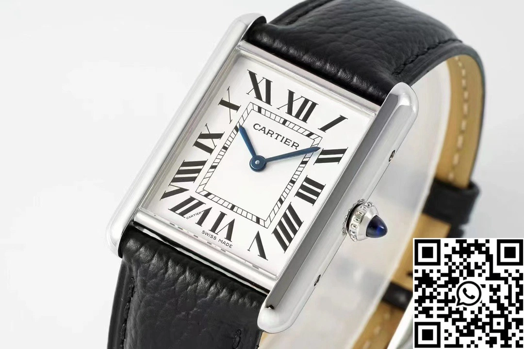 Cartier Tank Must CRWSTA0107 AF Factory 25.5mm Stainless Steel White Dial Leather Band Flexible 1509