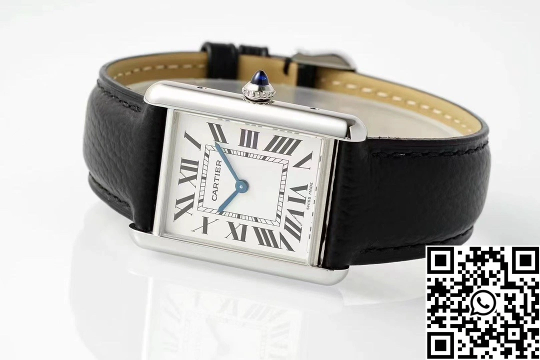Cartier Tank Must CRWSTA0107 AF Factory 25.5mm Stainless Steel White Dial Leather Band Flexible 1509