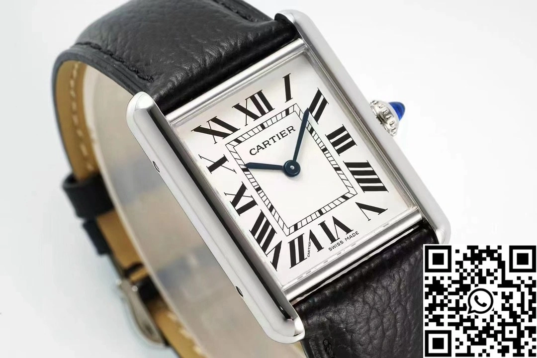 Cartier Tank Must CRWSTA0107 AF Factory 25.5mm Stainless Steel White Dial Leather Band Flexible 1509