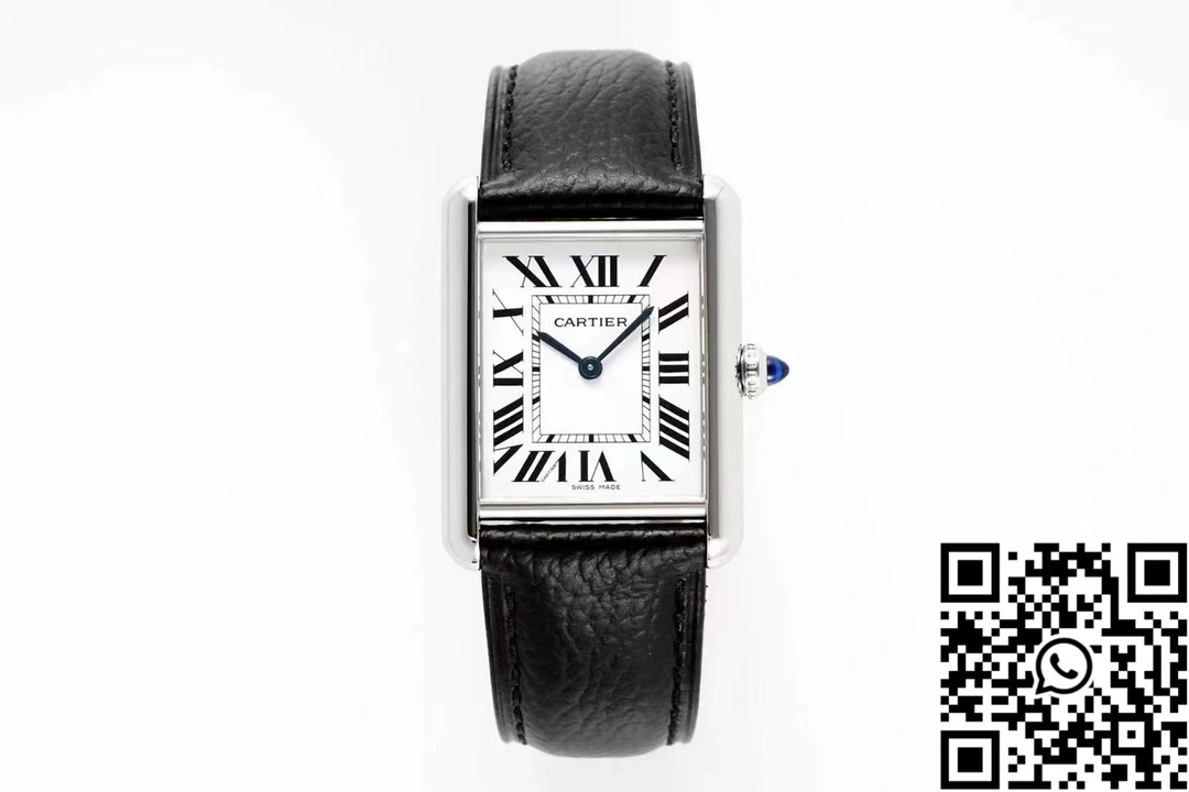 Cartier Tank Must CRWSTA0107 AF Factory 25.5mm Stainless Steel White Dial Leather Band Flexible 1509