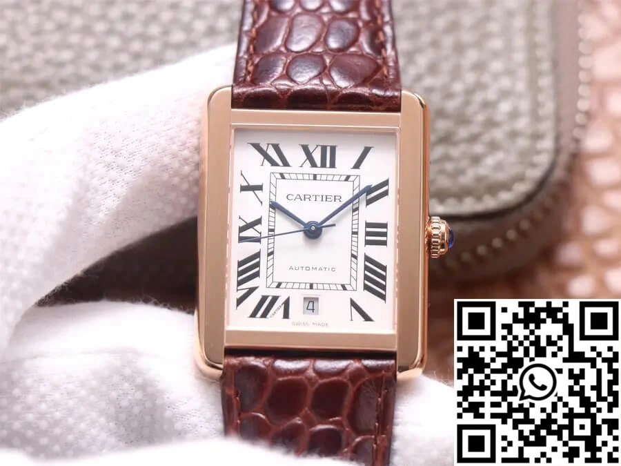 OdorResistant Cartier Tank W5200026 V9 Factory Rose Gold White Dial 1519