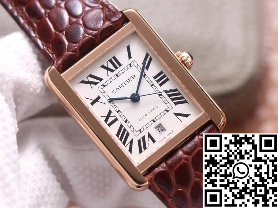 OdorResistant Cartier Tank W5200026 V9 Factory Rose Gold White Dial 1519