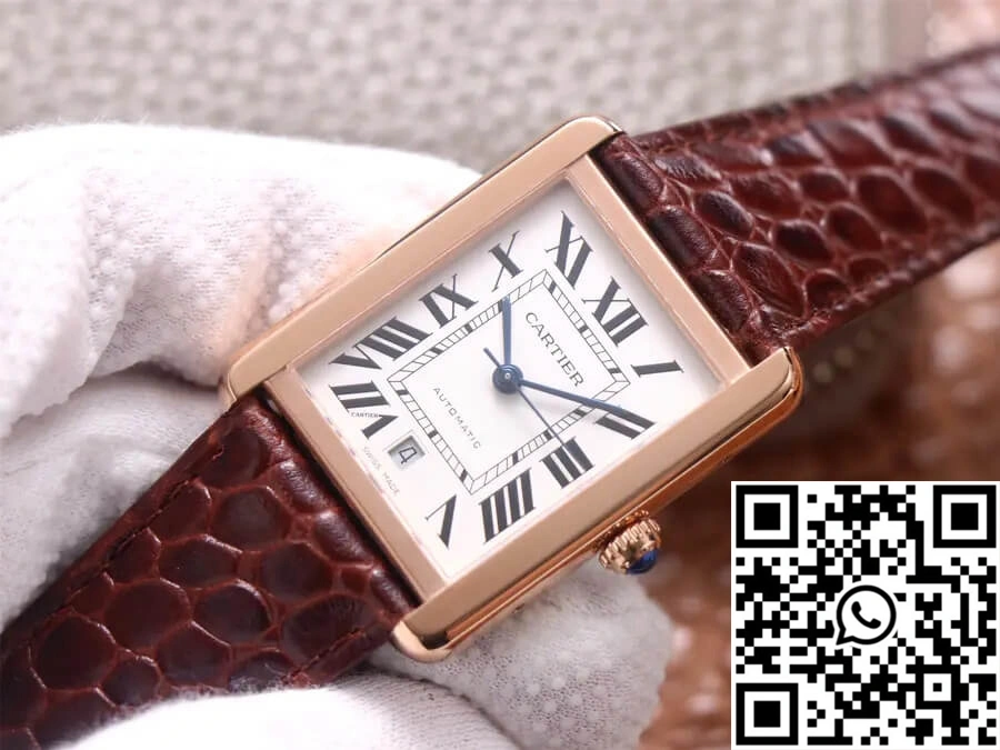 OdorResistant Cartier Tank W5200026 V9 Factory Rose Gold White Dial 1519