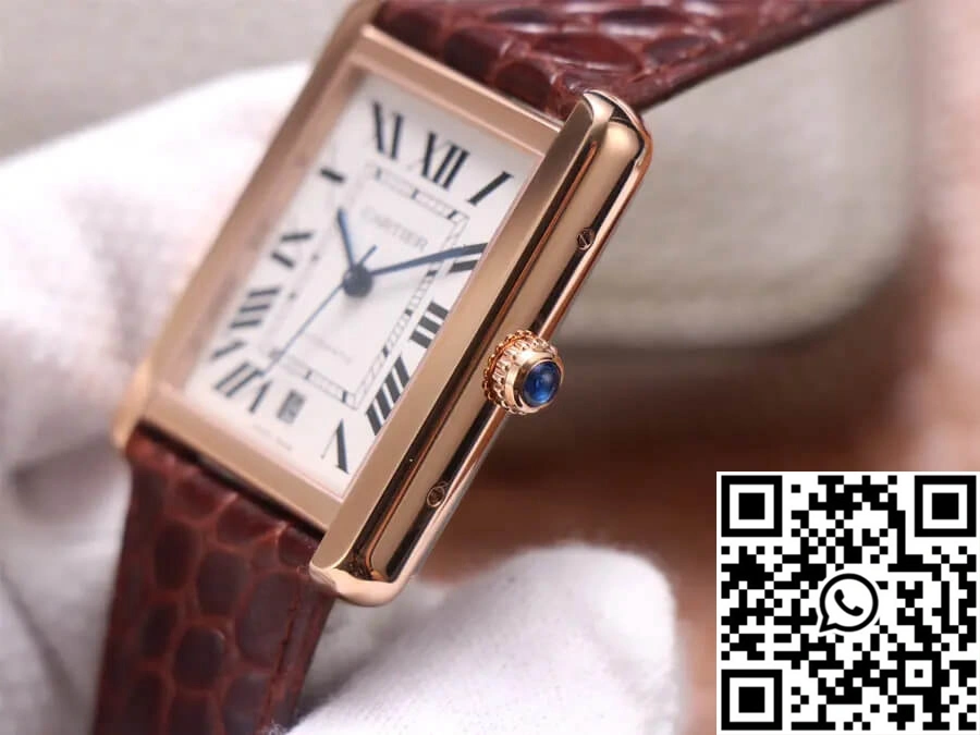 OdorResistant Cartier Tank W5200026 V9 Factory Rose Gold White Dial 1519