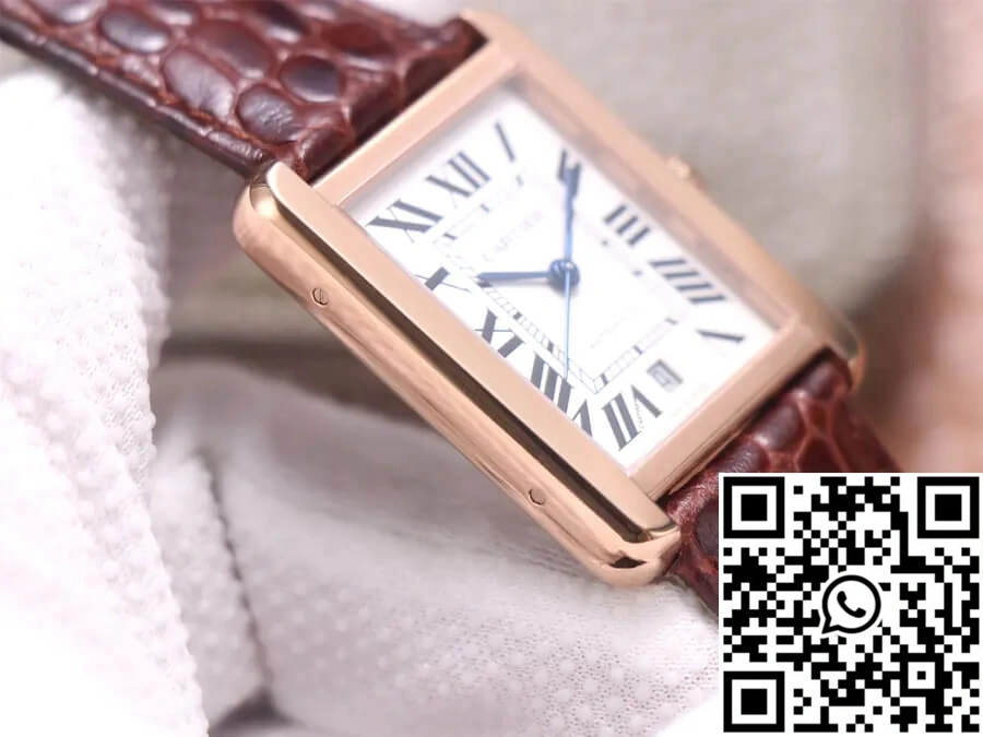OdorResistant Cartier Tank W5200026 V9 Factory Rose Gold White Dial 1519