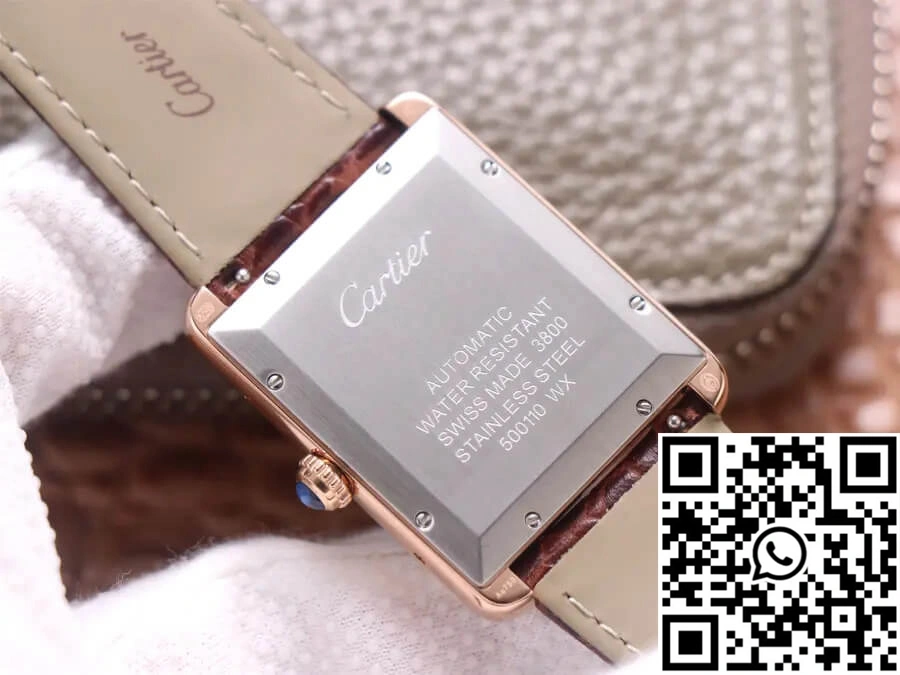 OdorResistant Cartier Tank W5200026 V9 Factory Rose Gold White Dial 1519