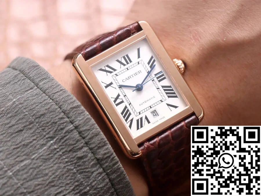 OdorResistant Cartier Tank W5200026 V9 Factory Rose Gold White Dial 1519