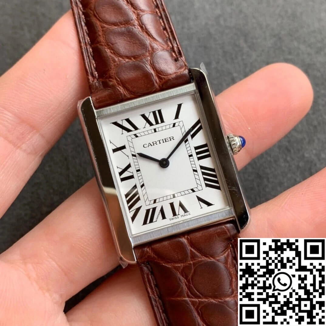 Breathable Cartier Tank WSTA0028 K11 Factory Brown Cowhide Strap 1503