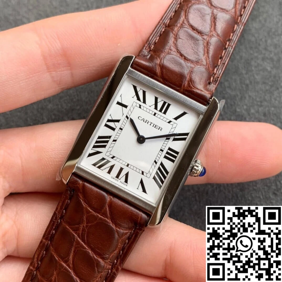 Breathable Cartier Tank WSTA0028 K11 Factory Brown Cowhide Strap 1503