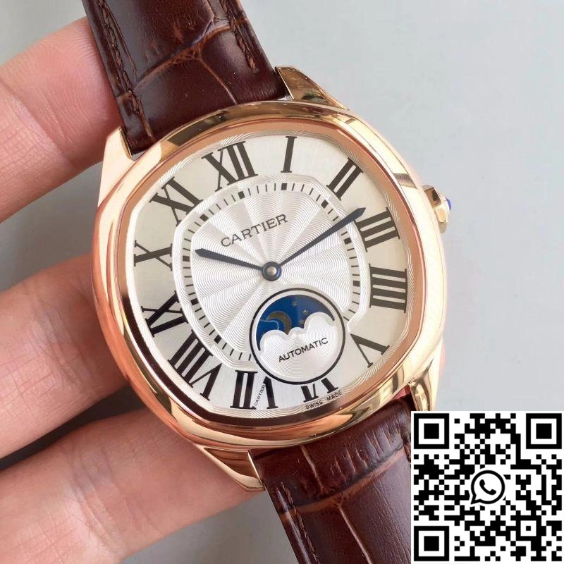Stretchable Drive De Cartier Moonphase WGNM0008 Rose Gold Silver Dial 1409