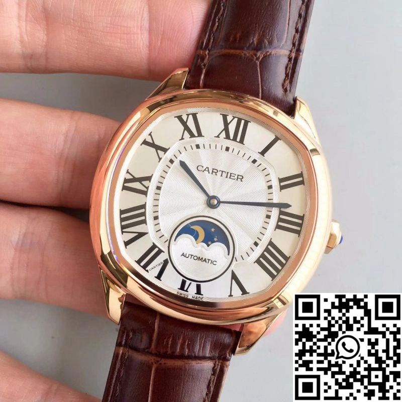 Stretchable Drive De Cartier Moonphase WGNM0008 Rose Gold Silver Dial 1409