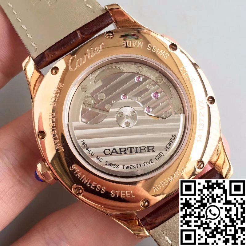 Stretchable Drive De Cartier Moonphase WGNM0008 Rose Gold Silver Dial 1409