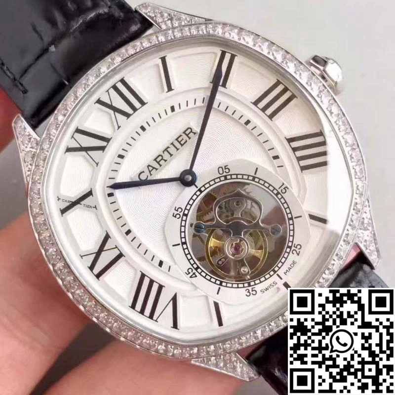 Trendsetting Drive De Cartier W4100013 Tourbillon White Textured Dial 1405