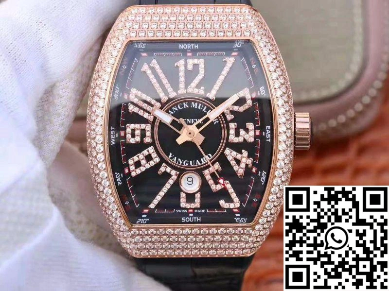 Franck Muller Vanguard 18K Rose Gold V45.SC.DT.D.NBR.CD.5N.NR Black Dial Youthful 1733