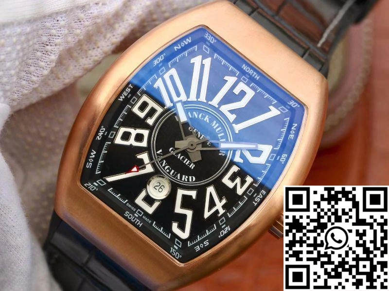 Vibrant Franck Muller Vanguard V45-02 18K Rose Gold Black Dial 1726