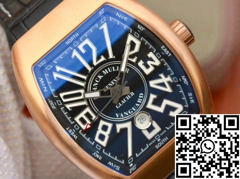 Vibrant Franck Muller Vanguard V45-02 18K Rose Gold Black Dial 1726